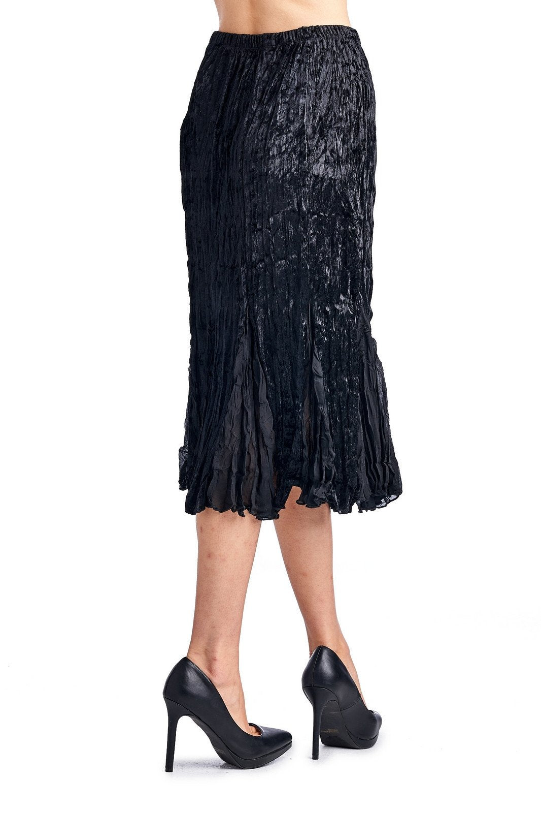 Women's Pleated Velour with Chiffon Long Skirt Skirts - Tophatter Daily Deals