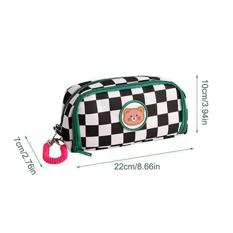 Kawaii Checkerboard Pencil Case Large Capacity Animals - Tophatter Daily Deals