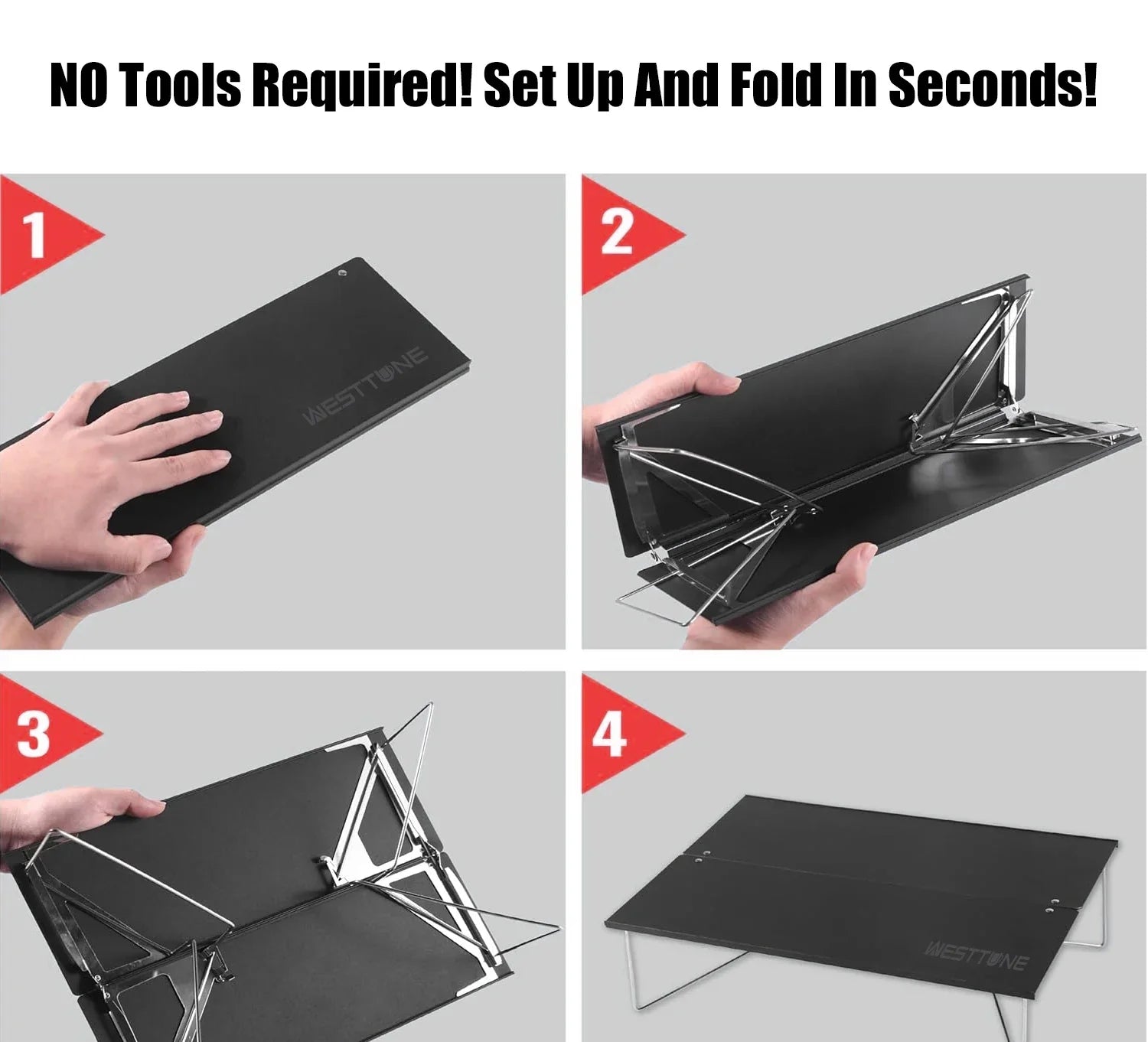 Pop-Up Outdoor Mini Folding Table Black Camp Furniture - Tophatter Daily Deals