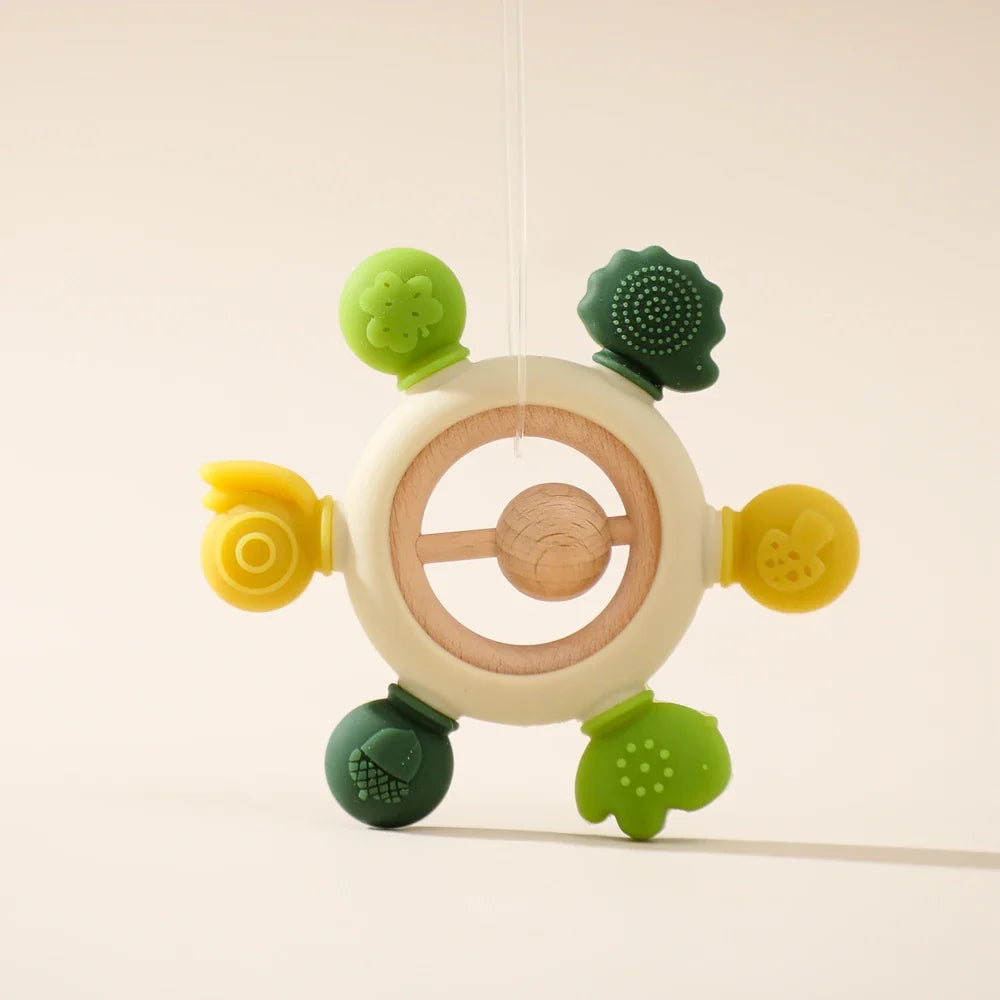 Wooden Crochet Animal Teether Rattle Newborn Sensory Toys Forest Teether 6 - Tophatter Daily Deals