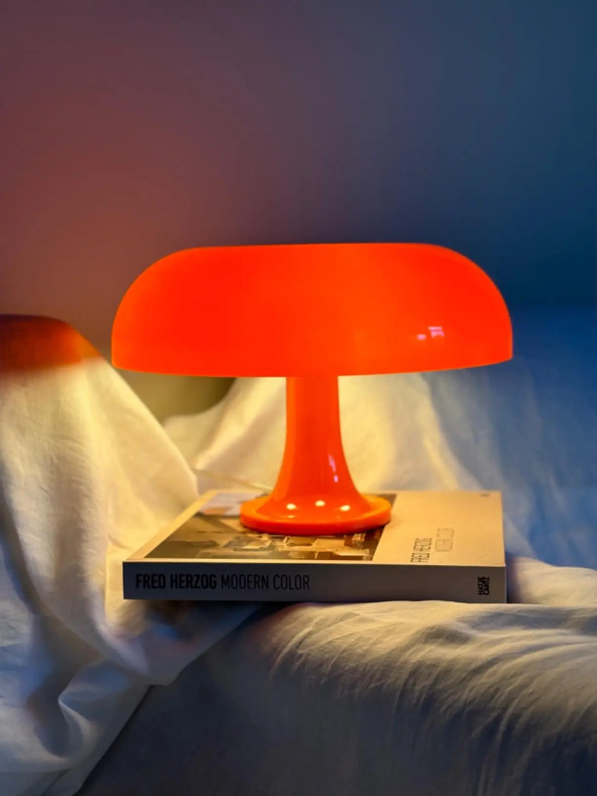 Japandi LED Mushroom Table Lamp Ivory Minimalist Bedside Lighting Orange - Tophatter Daily Deals
