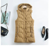 Lightweight Cozy Women Long Puffer Vest - Hooded Down - Tophatter Daily Deals