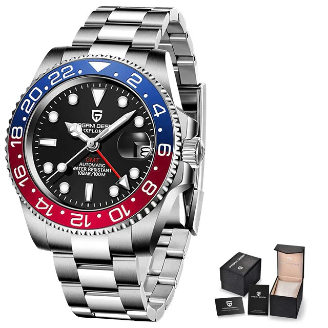 Men's Automatic Mechanical Sapphire Watch (Blue Red) Apparel & Accessories > Jewelry > Watches - Tophatter Daily Deals