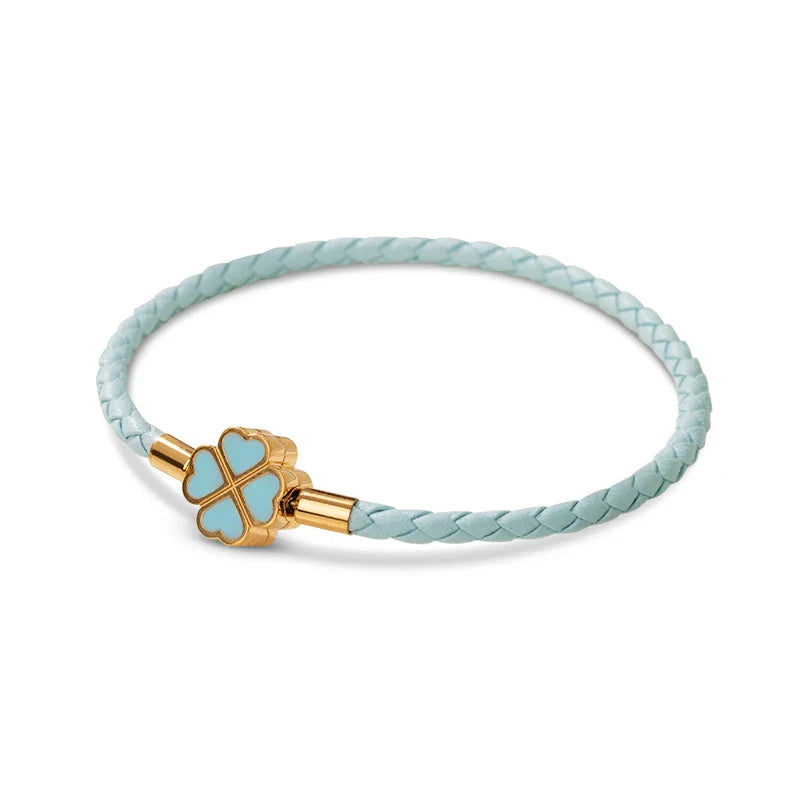 Four Leaf Clover Braided Leather Lucky Bracelet Gift - Tophatter Daily Deals