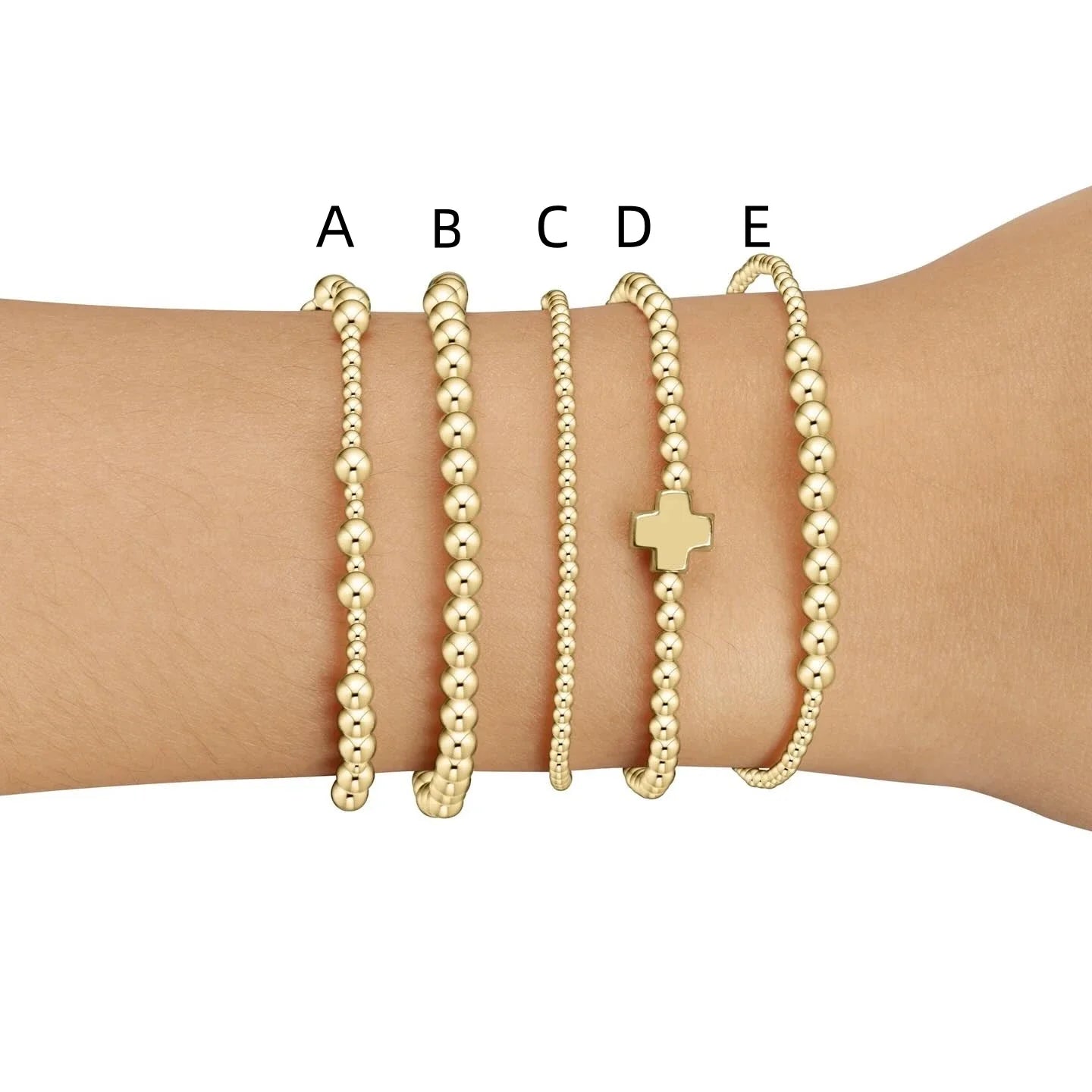 Gold Plated Cross Beaded Bracelet Stackable Hypoallergenic A - Tophatter Daily Deals