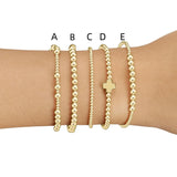 Gold Plated Cross Beaded Bracelet Stackable Hypoallergenic A - Tophatter Daily Deals