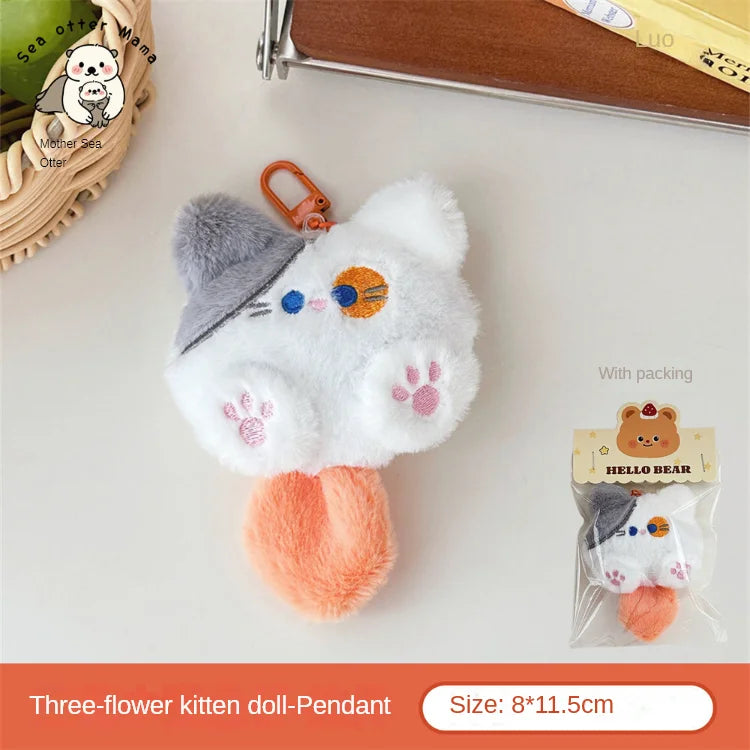 Plush Cat Keychain Cute Rabbit Fur Bag Charm Gift Decor Kitten pendant 2 - Tophatter Daily Deals