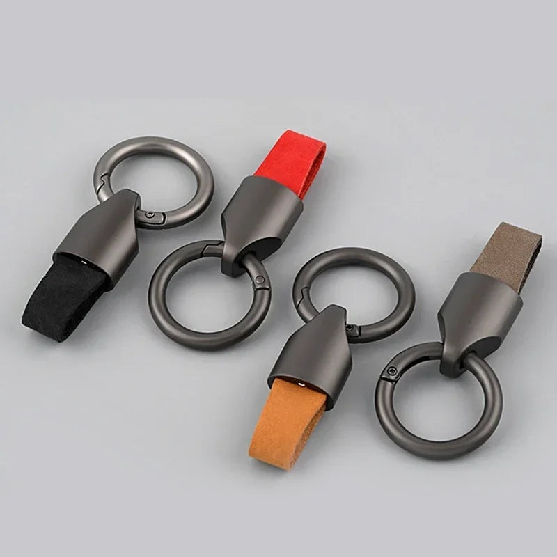 Cowhide Leather Keychain Carabiner Ring Everyday Carry - Tophatter Daily Deals