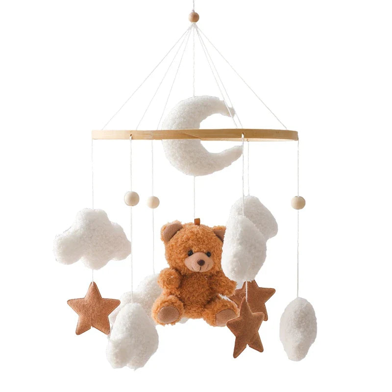 Baby Crib Mobile Wooden Musical Newborn Sensory Toys Brown Bear - Tophatter Daily Deals