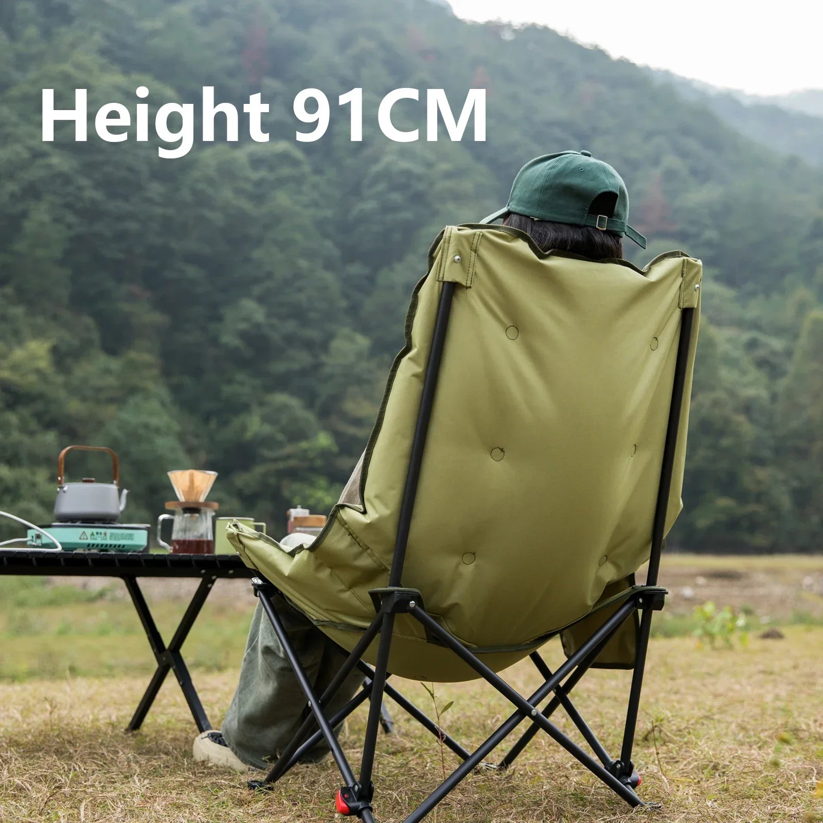 High-Back Moon Chair with Hollow Cotton Padding Green Camp Furniture - Tophatter Daily Deals