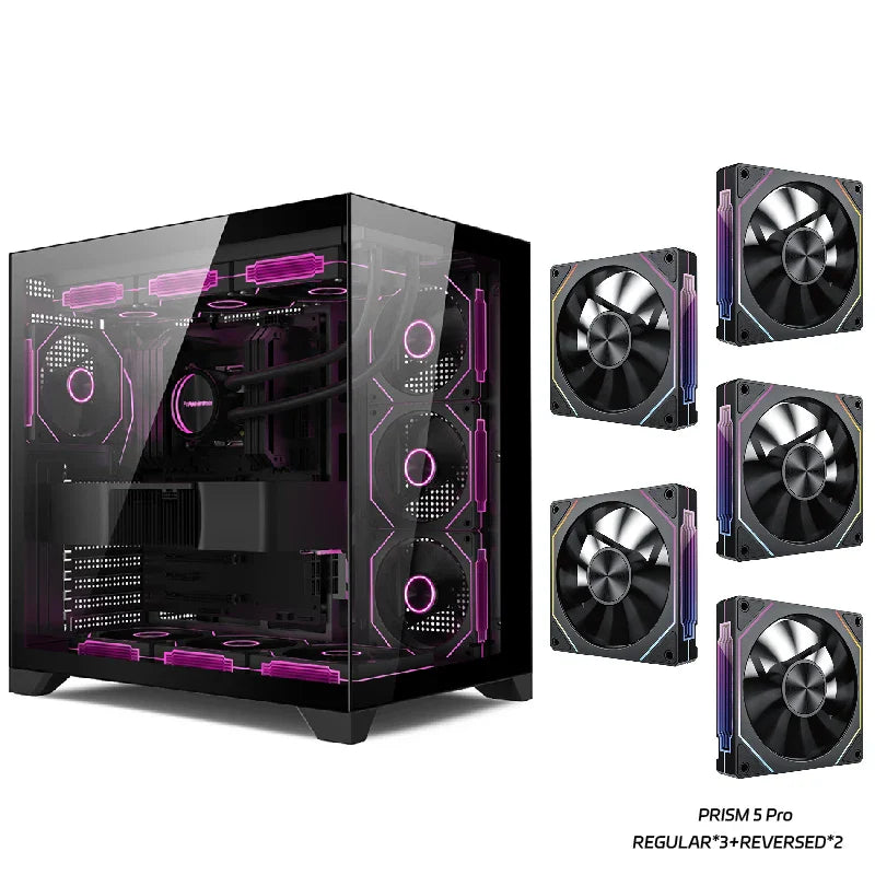 Gaming PC Case Dreamland Pro ATX Dual Glass 360mm Chassis Black Chassis 5Prox5 - Tophatter Daily Deals