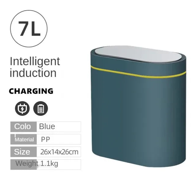Sensor Trash Can Touchless 8L Kitchen Bathroom Bin Compact Charge Blue 7L - Tophatter Daily Deals