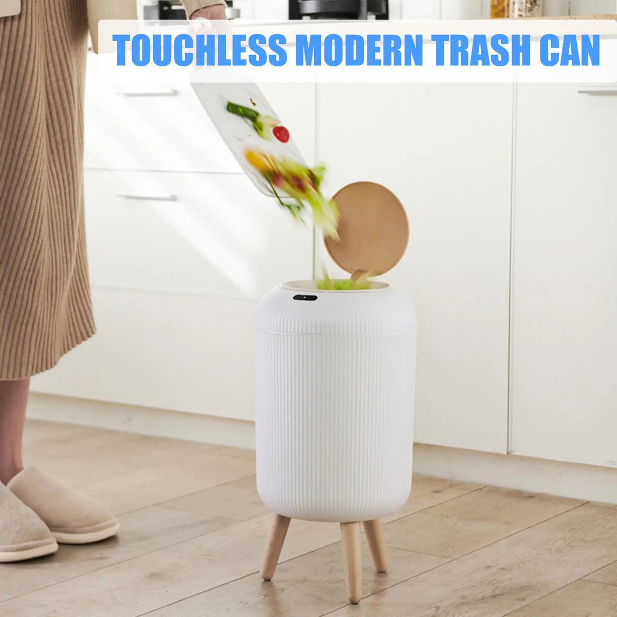 Motion Sensor Trash Can Small Plastic Smart Bin Hands Free - Tophatter Daily Deals