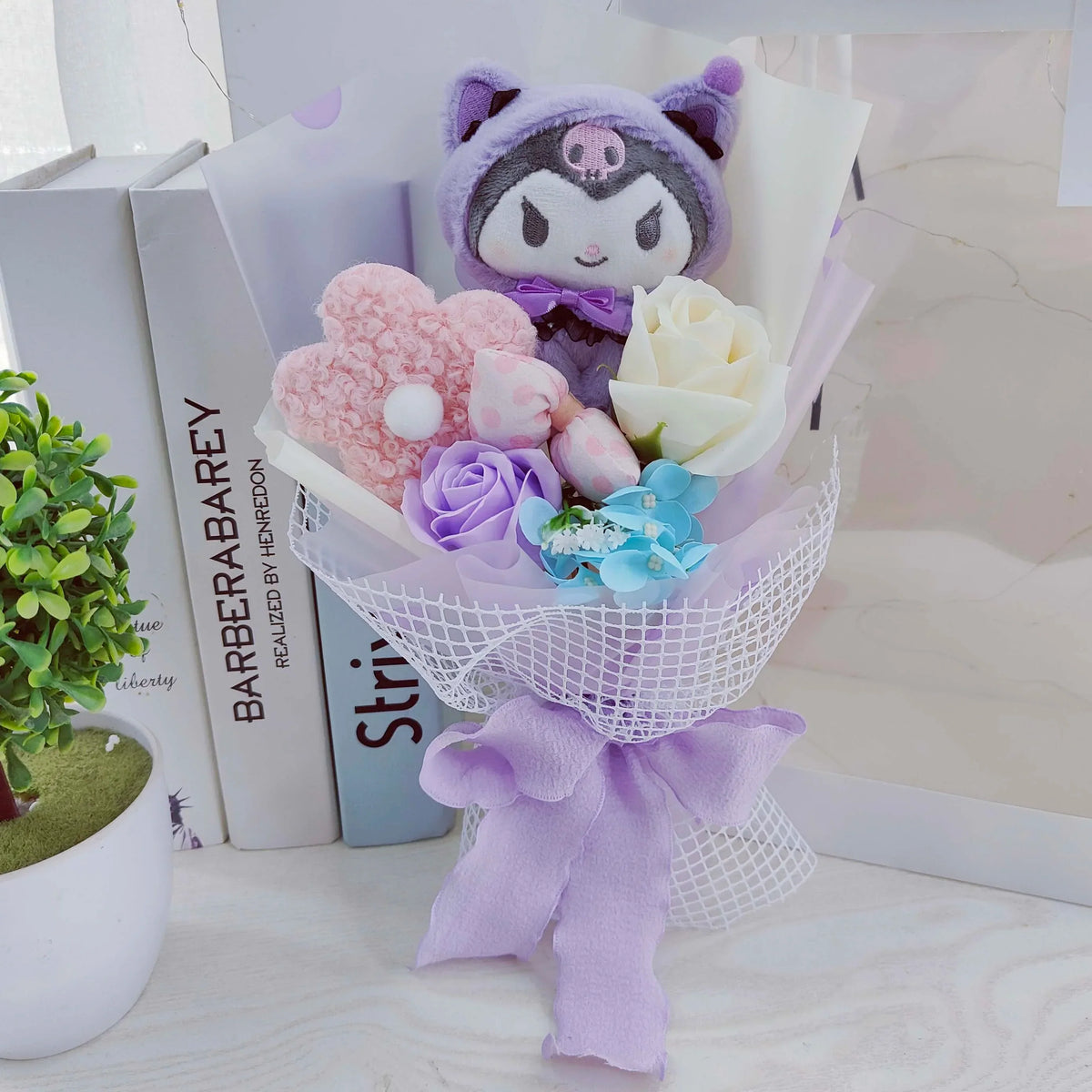 Sanrio Kuromi Plush Flower Bouquet Lilac Flowers - Tophatter Daily Deals