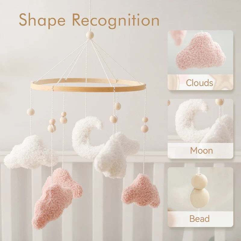 Wooden Crib Mobile Felt Bear Musical Newborn Sensory Toys - Tophatter Daily Deals