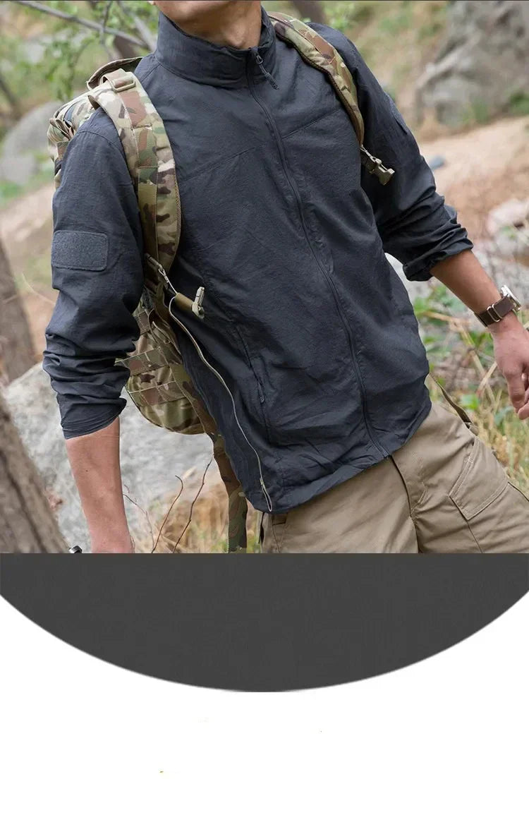 Lightweight Men’s Jacket - Tactical Zip, Polyester, Summer - Tophatter Daily Deals