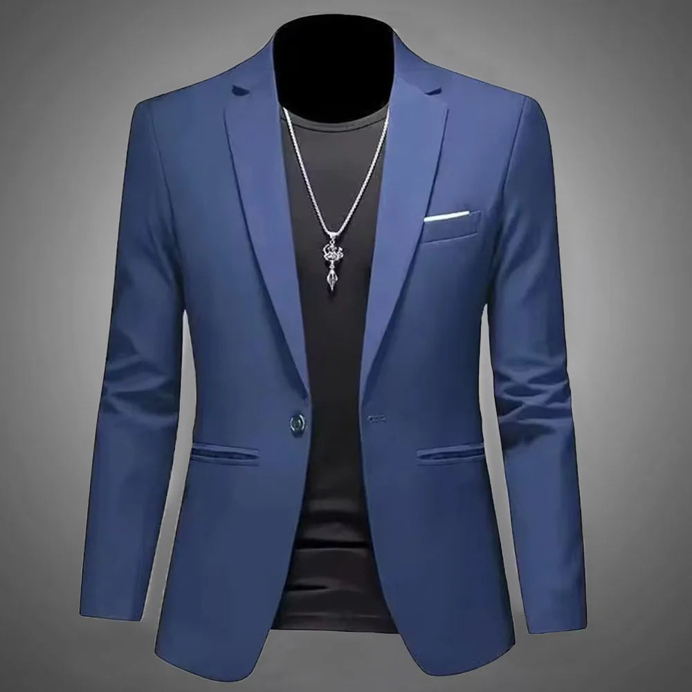 Mens Slim Fit Casual Suit Jacket Single Button (Navy) Apparel & Accessories > Clothing > Outerwear > Coats & Jackets > Sport Jackets - Tophatter Daily Deals