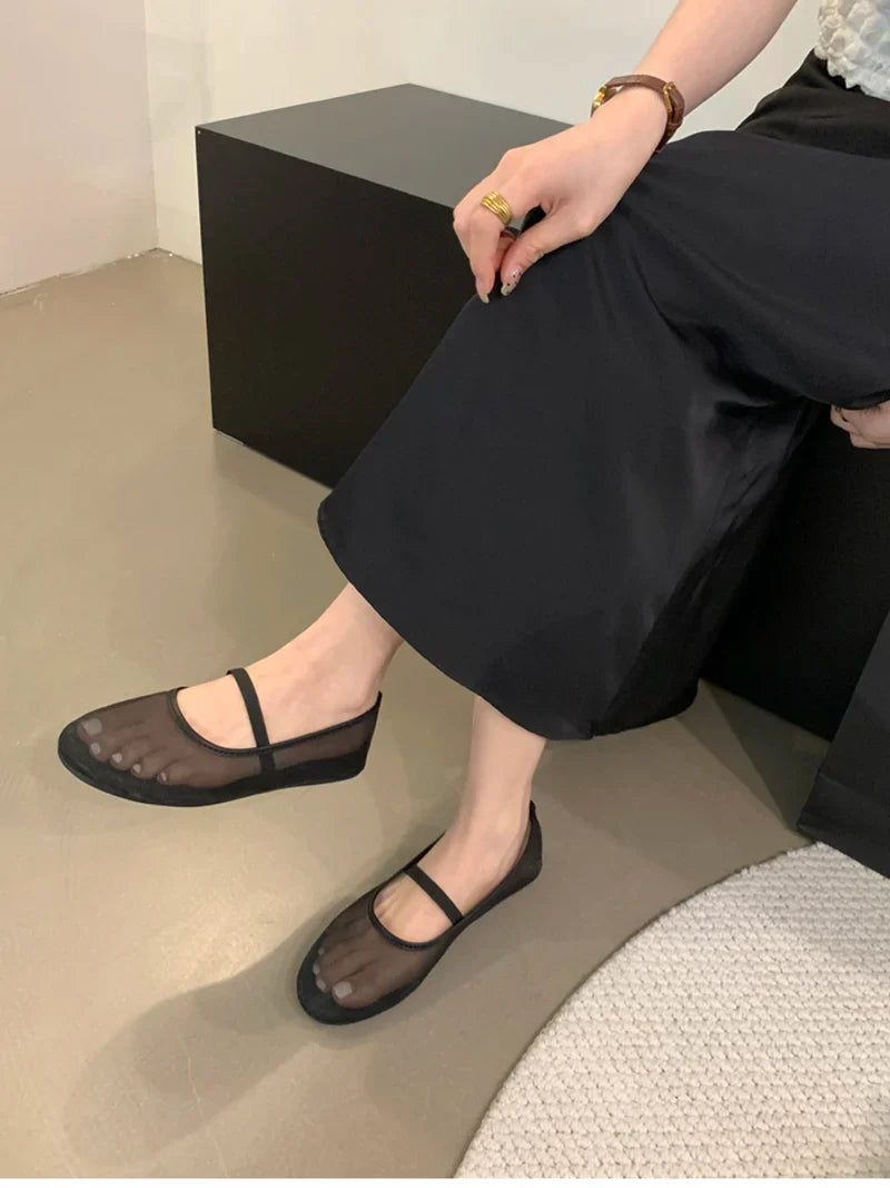 Lightweight Women’s Mary Jane Flats - Shallow Mesh, Casual - Tophatter Daily Deals
