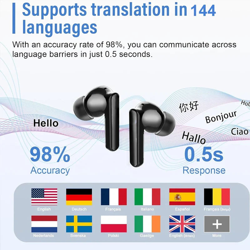 AI Translator Earbuds Real Time 144 Languages With ANC - Tophatter Daily Deals
