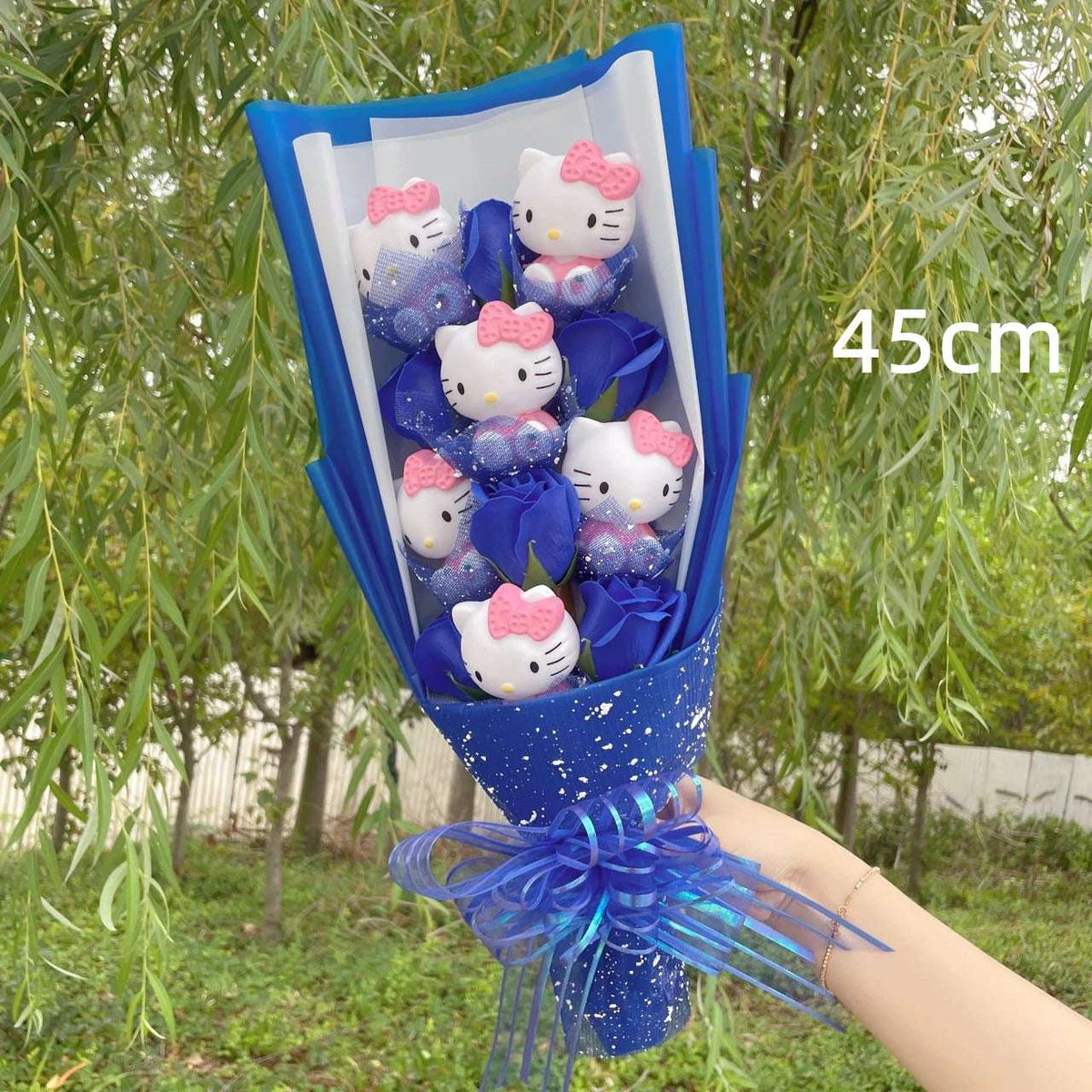 Sanrio Kawaii Hello Kitty Plush Flowers Bouquet Navy Blue Flowers - Tophatter Daily Deals