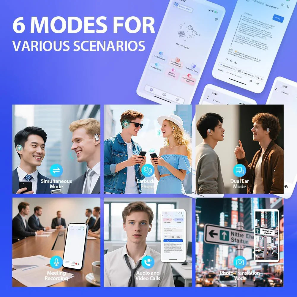 AI Translation Open Ear Earbuds With LCD Touch Screen - Tophatter Daily Deals