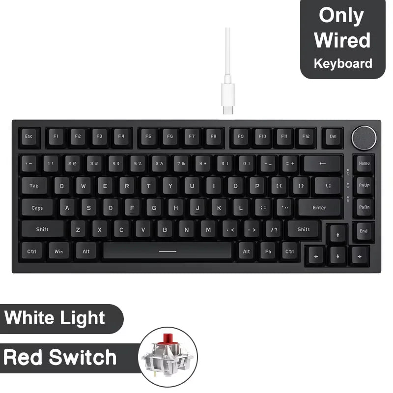 Mechanical Bluetooth Gaming Keyboard 75 Percent Hot Swap AK820-Black - Tophatter Daily Deals