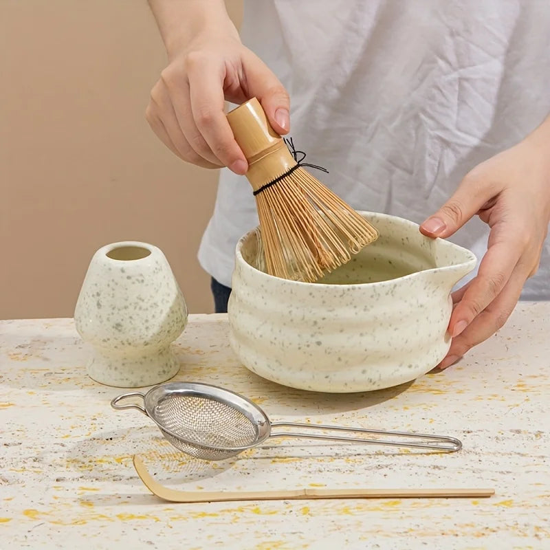 Matcha Set Spotted Green Ceramic 5Pc Japanese Tea Gift - Tophatter Daily Deals