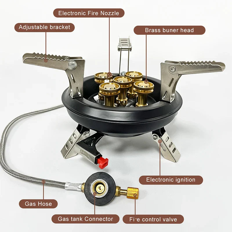 16000W High-Pressure Camping Gas Stove Black Camp Cooking - Tophatter Daily Deals