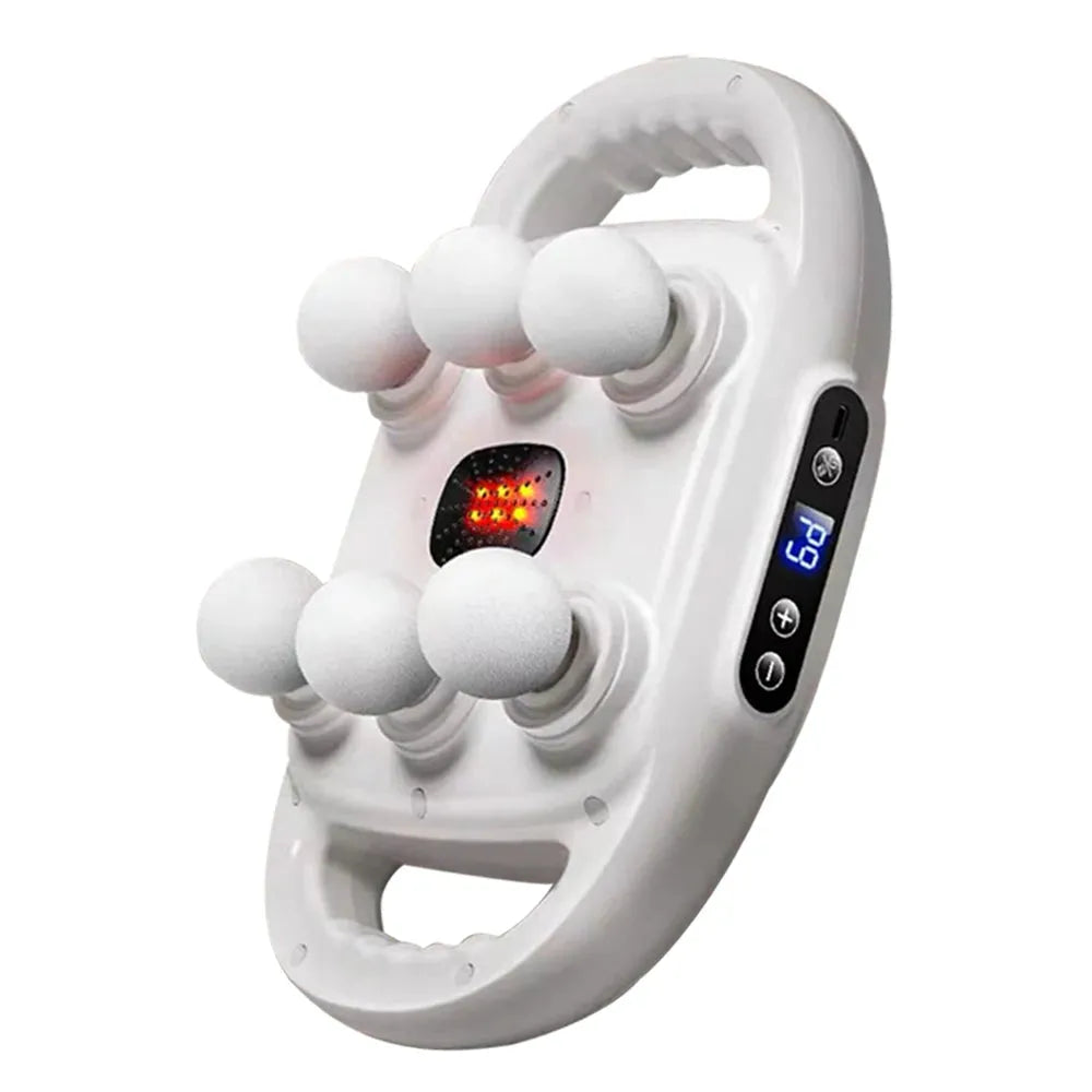 Fascia Gun Muscle Massager Gun High Frequency Back Waist Massage Machine Six-head Body Shoulder Professional Fascia Massage Gun White - Tophatter Daily Deals
