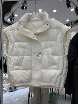 Insulating Women’s Down Vest - Cropped, Duck, Winter Beige - Tophatter Daily Deals