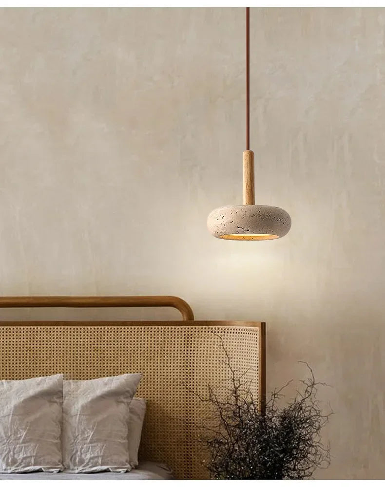 Japandi LED Pendant Lamp Yellow Stone Wabi Sabi Ambient Design - Tophatter Daily Deals