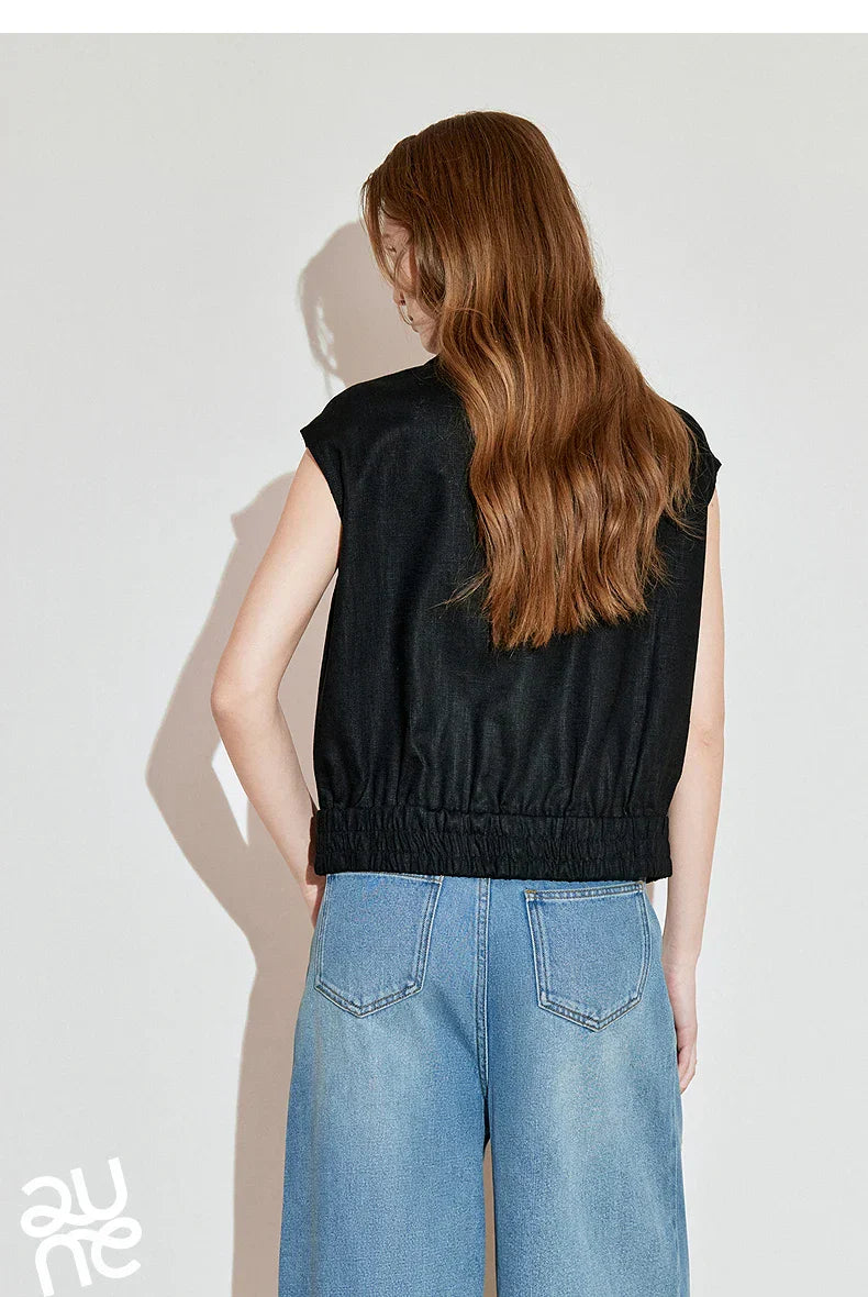 Lightweight Women's Sleeveless Jacket - Linen Cotton, Spring - Tophatter Daily Deals