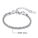Stainless Steel Rope Chain Bracelet Twisted Singapore 979S-16-4 - Tophatter Daily Deals