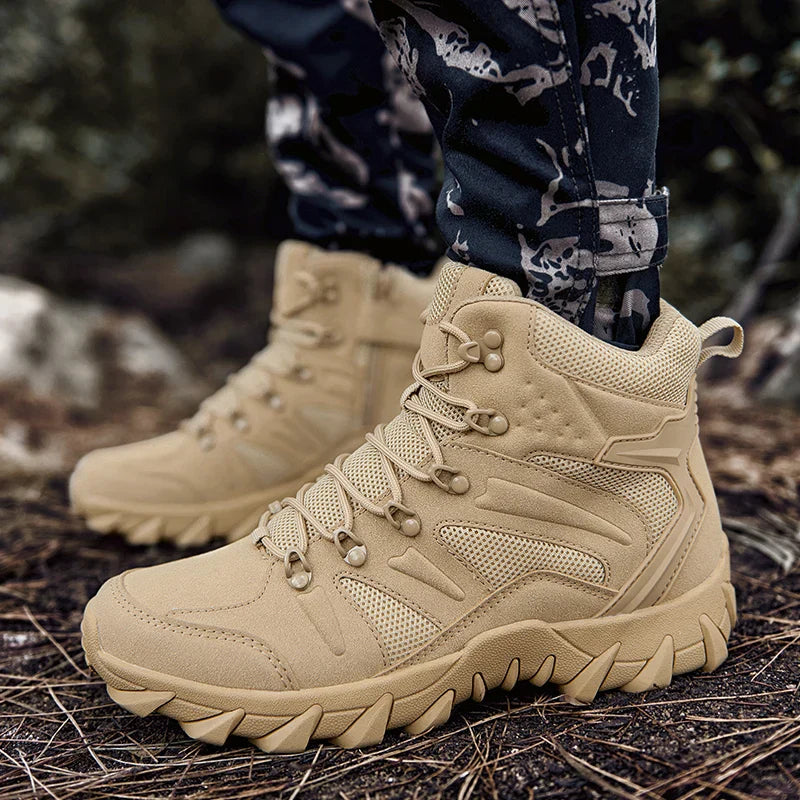 Men's Tactical Work Ankle Boots Winter Safety Shoes (Beige) Apparel & Accessories > Shoes > Boots - Tophatter Daily Deals