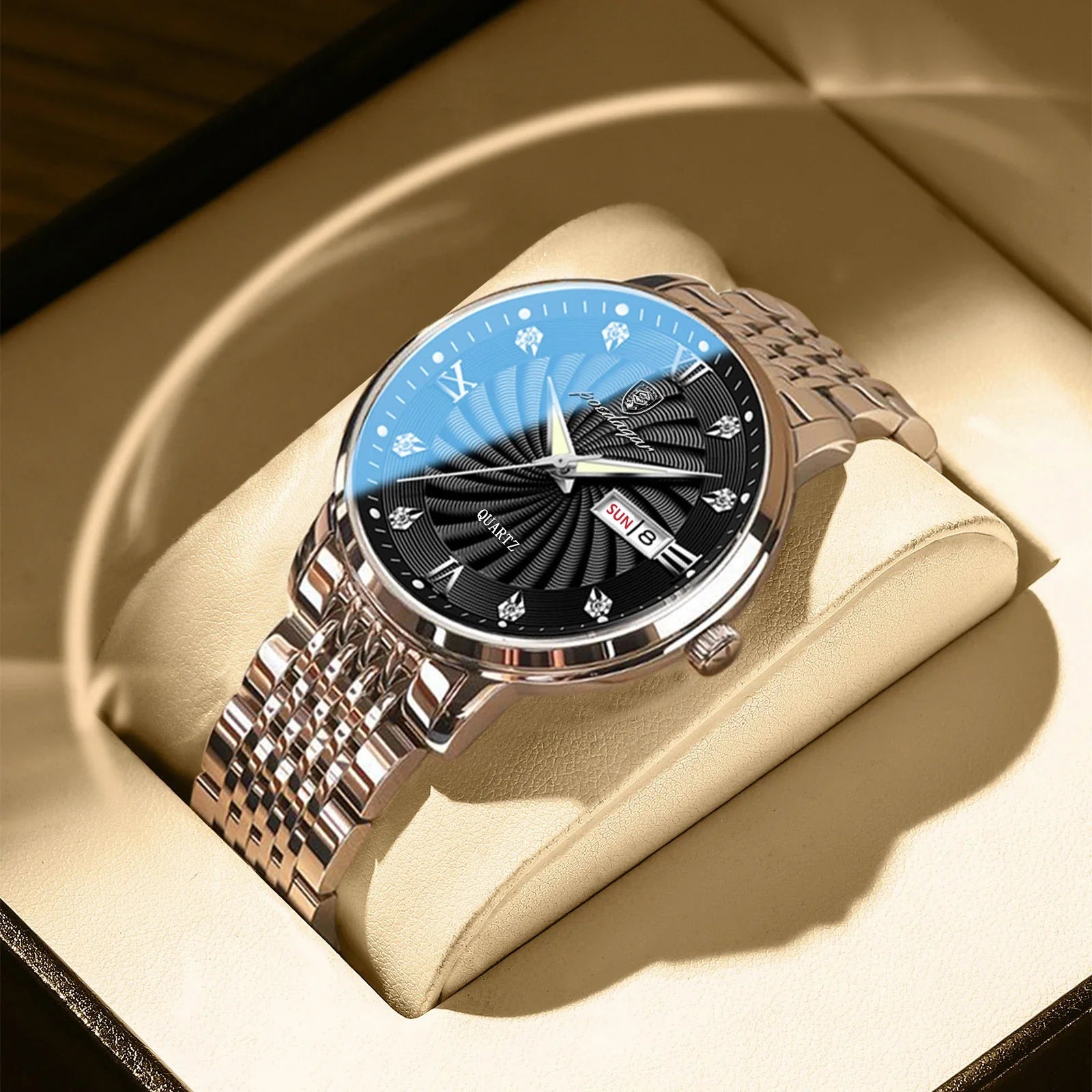 Quartz Wristwatch Stainless Steel Luminous Date Week - Tophatter Daily Deals