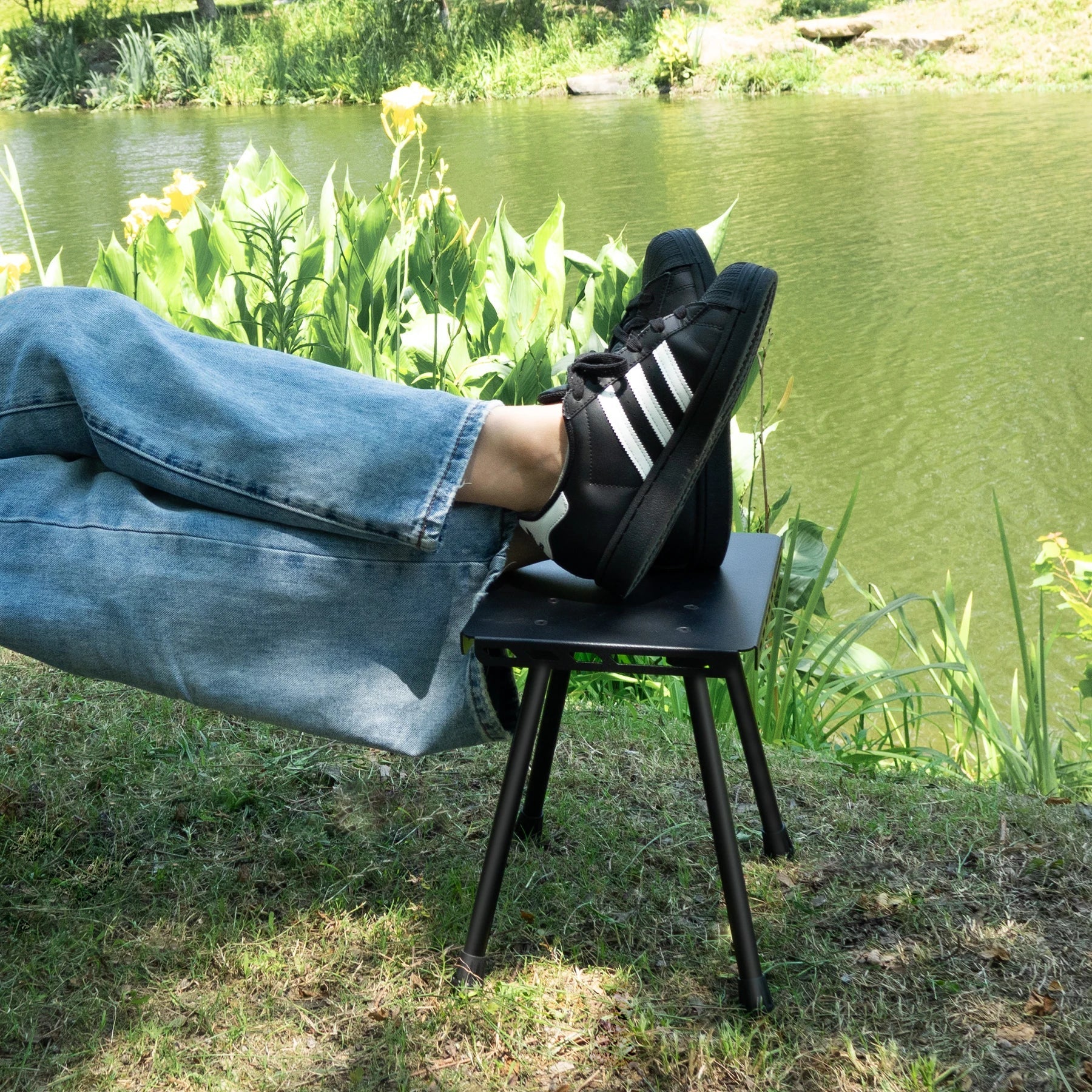 Camping Tactical Folding Stool Pony Seat Black Folding Chairs & Stools - Tophatter Daily Deals