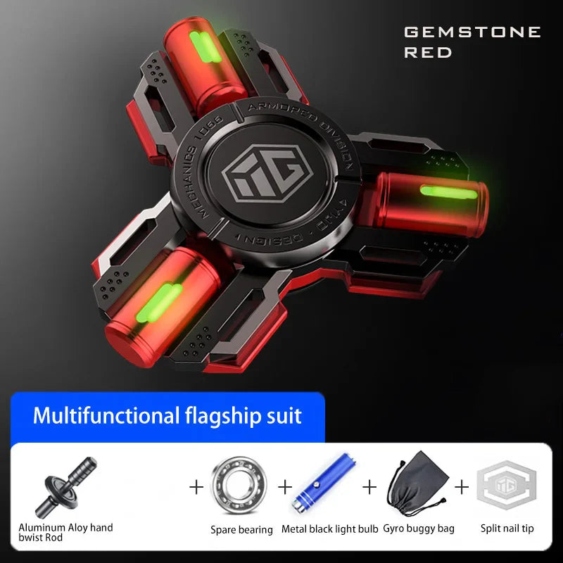 Glow Fidget Spinner Alloy EDC Long Spin Stress Relief Red-flagship - Tophatter Daily Deals