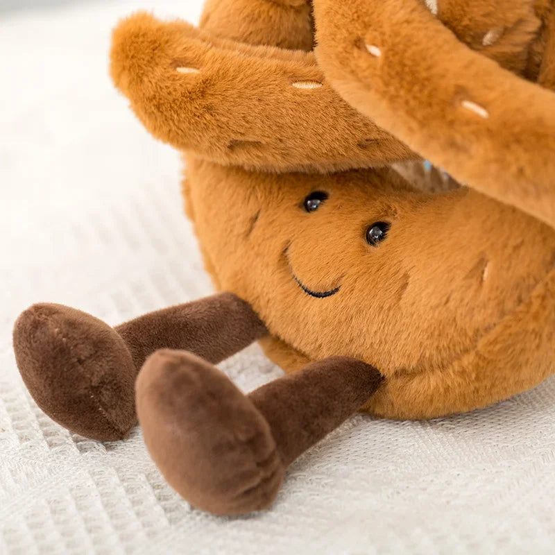 Pretzel Croissant Smiley Face Poached Egg Baguette Bread Plush Toy Food - Tophatter Daily Deals