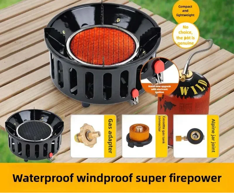7-Core Camping Infrared Gas Stove Black Camp Cooking - Tophatter Daily Deals