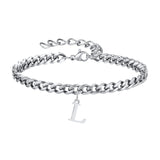 Initials Cuban Link Bracelet Stainless Steel Adjustable L - Tophatter Daily Deals