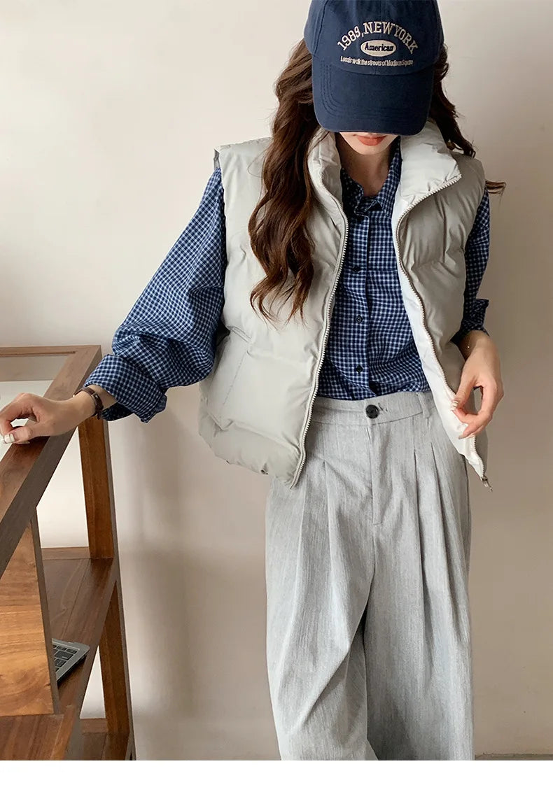 Lightweight Women's Down Vest - Cropped Boxy, Duck Fill - Tophatter Daily Deals