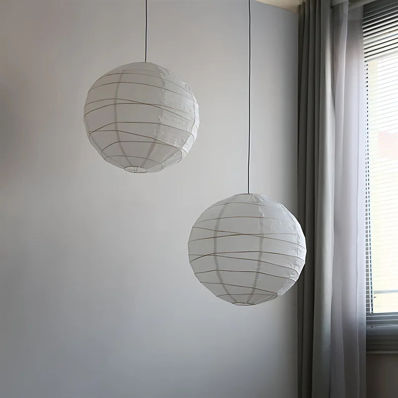 Japandi Wabi Sabi Round Pendant Light E27 LED Hanging Cozy Lamp - Tophatter Daily Deals