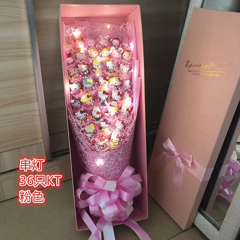 Sanrio Led Lights Plush Toy Bouquet Hello Kitty Variety Large Pink Bouquet Flowers - Tophatter Daily Deals
