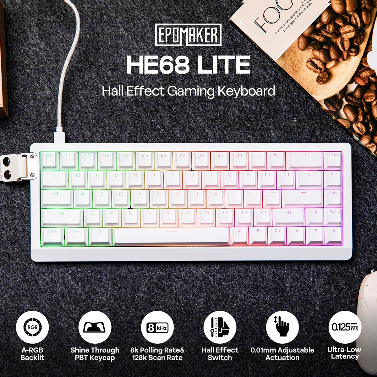 Mechanical 65 Percent Magnetic Wired Keyboard RGB Backlit - Tophatter Daily Deals