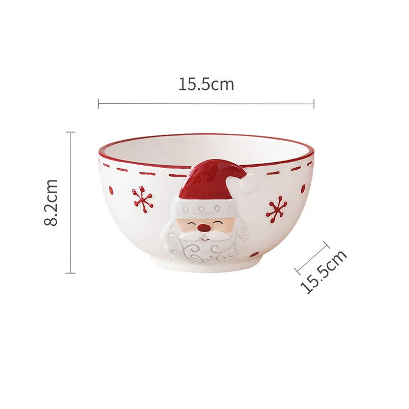 Christmas Ceramic Santa Bowl Nordic Holiday Breakfast Bowl Large Bowl - Tophatter Daily Deals