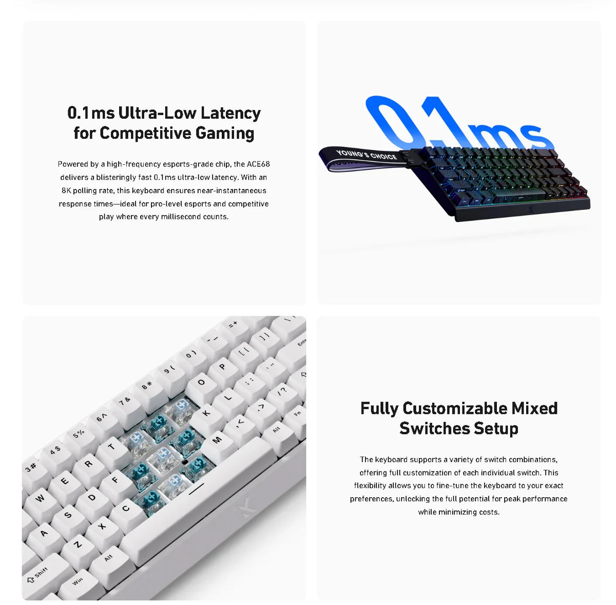 Hall Effect 68 Key Magnetic Gaming Keyboard Topographic RGB - Tophatter Daily Deals