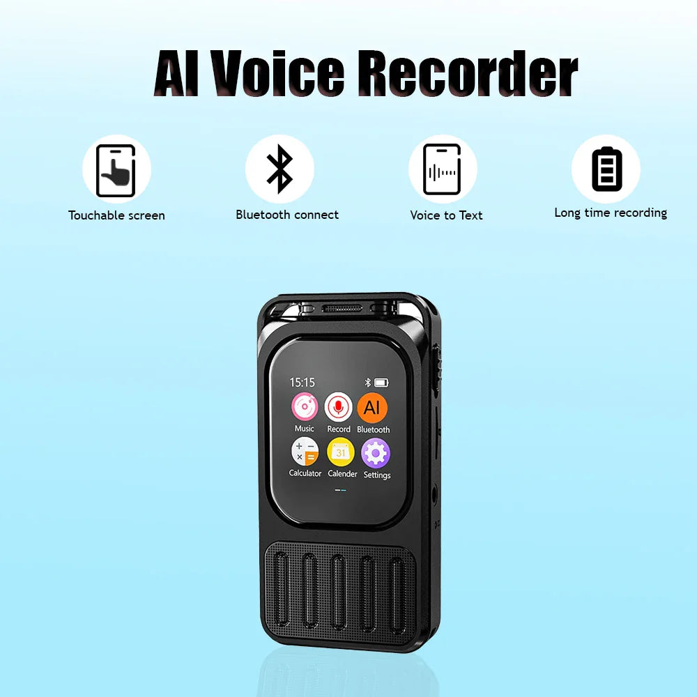 AI Voice Recorder Bluetooth Touchscreen 79H Battery 1200mAh - Tophatter Daily Deals
