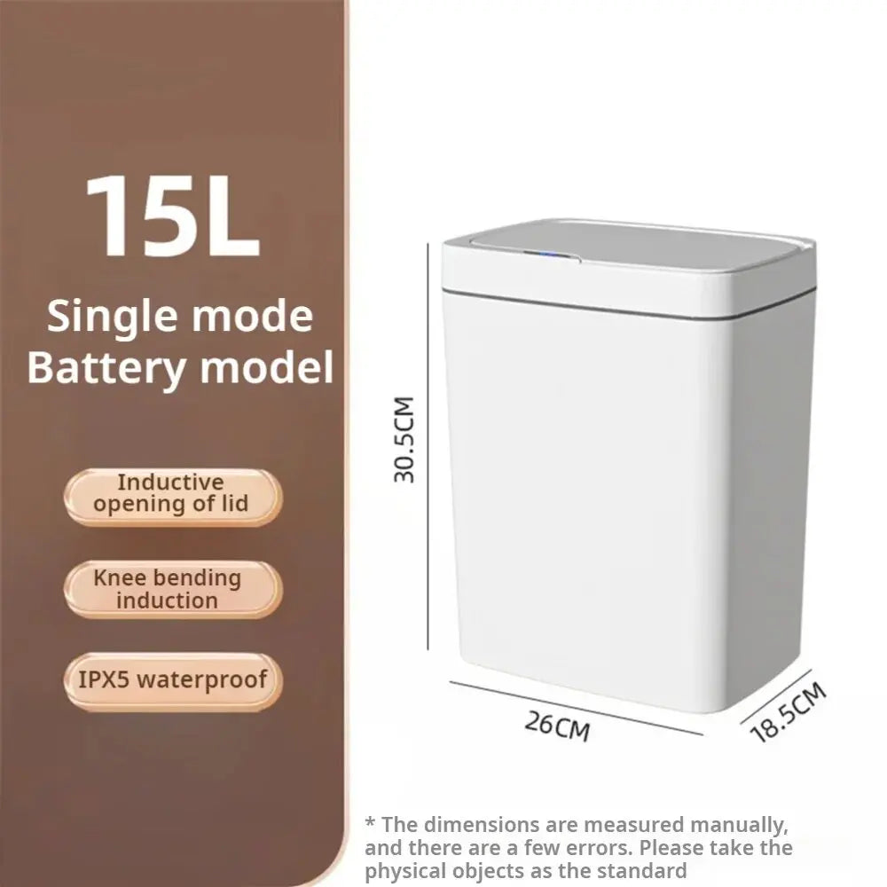 Touchless Smart Sensor Trash Can 15L Waterproof Automatic 15L White - Tophatter Daily Deals