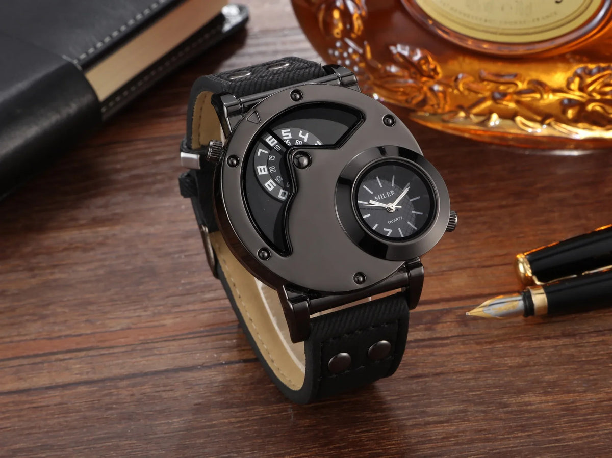 Quartz Sport Watch With Fabric Strap Irregular Alloy Case - Tophatter Daily Deals