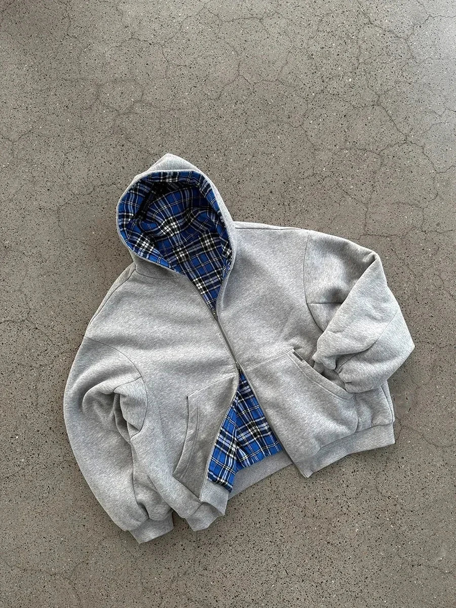 Oversized Cozy Women's Zip Hoodie - Boxy Cut, Cotton Gray Blue - Tophatter Daily Deals
